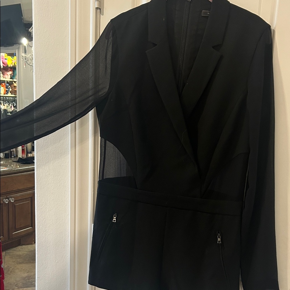 Like New BCBG Black Women's Tuxedo Romper